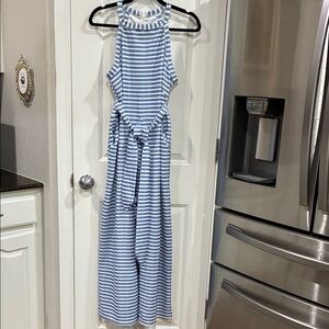 Striped Blue and White jumpsuit with pockets